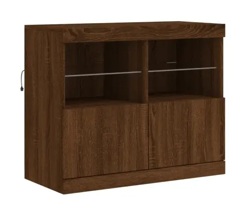 Kumode Ar Led Lampiņām, Brūna Koka Krāsa, 81X37X67 Cm Vidaxl