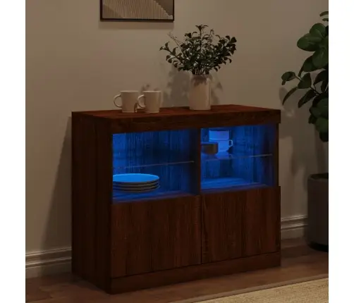 Kumode Ar Led Lampiņām, Brūna Koka Krāsa, 81X37X67 Cm Vidaxl