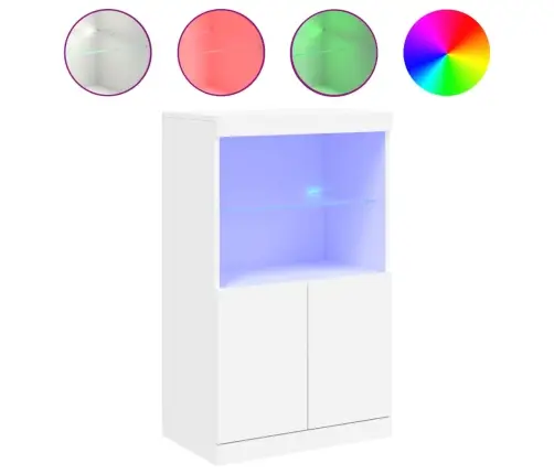 Šoninė Spintelė Su Led Lemputėmis, Balta, 60,5X37X100Cm