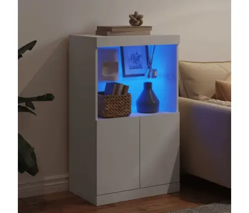 Šoninė Spintelė Su Led Lemputėmis, Balta, 60,5X37X100Cm