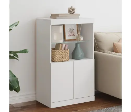 Šoninė Spintelė Su Led Lemputėmis, Balta, 60,5X37X100Cm