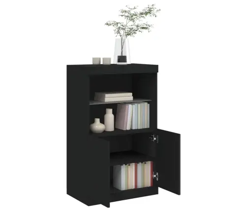 Kumode Ar Led Lampiņām, Melna, 60,5X37X100 Cm Vidaxl