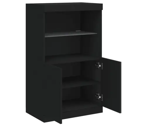 Kumode Ar Led Lampiņām, Melna, 60,5X37X100 Cm Vidaxl