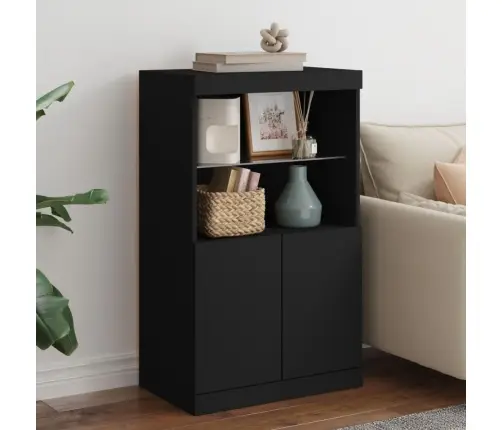 Kumode Ar Led Lampiņām, Melna, 60,5X37X100 Cm Vidaxl