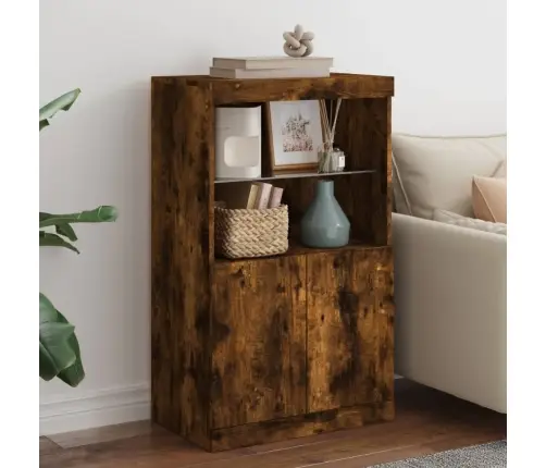 Kumode Ar Led Lampiņām, Ozolkoka Krāsa, 60,5X37X100 Cm Vidaxl