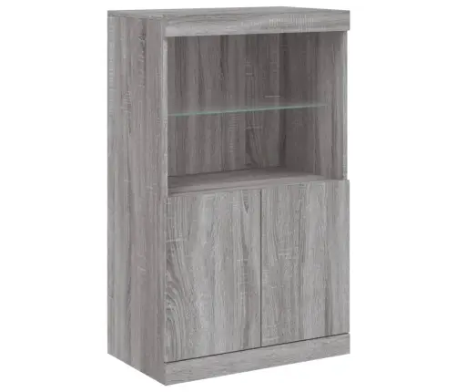 Kumode Ar Led Lampiņām, Pelēka Ozolkoka Krāsa, 60,5X37X100 Cm Vidaxl