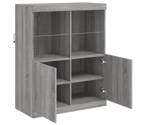 Kumode Ar Led Lampiņām, Pelēka Ozolkoka Krāsa, 81X37X100 Cm Vidaxl