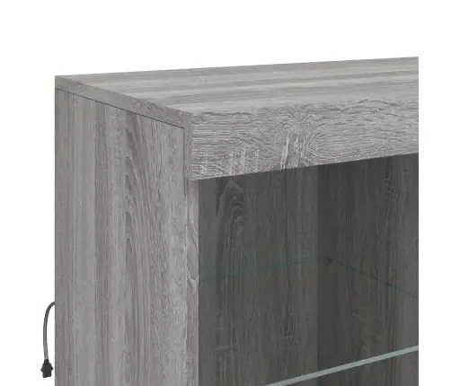 Kumode Ar Led Lampiņām, Pelēka Ozolkoka Krāsa, 81X37X100 Cm Vidaxl