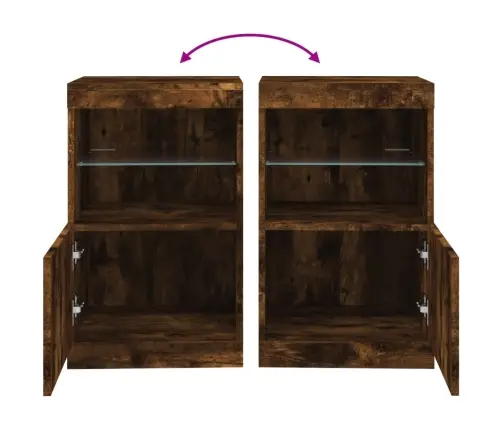 Puhvetkapp Led-Tuledega, Suitsutatud Tamm, 41 X 37 X 67 Cm