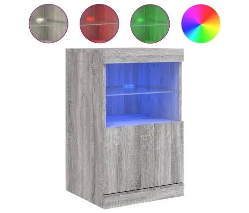 Kumode Ar Led Lampiņām, Pelēka Ozolkoka Krāsa, 41X37X67 Cm Vidaxl