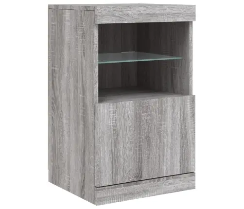 Kumode Ar Led Lampiņām, Pelēka Ozolkoka Krāsa, 41X37X67 Cm Vidaxl