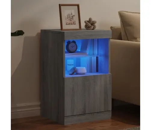 Kumode Ar Led Lampiņām, Pelēka Ozolkoka Krāsa, 41X37X67 Cm Vidaxl