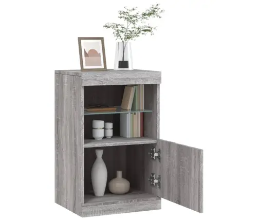 Kumode Ar Led Lampiņām, Pelēka Ozolkoka Krāsa, 41X37X67 Cm Vidaxl