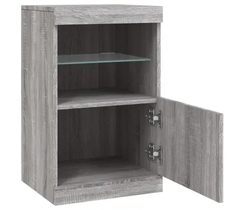 Kumode Ar Led Lampiņām, Pelēka Ozolkoka Krāsa, 41X37X67 Cm Vidaxl