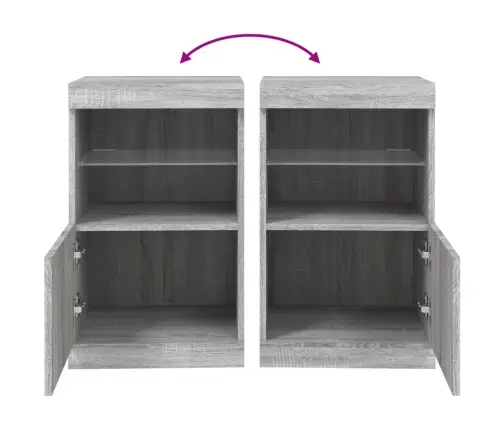 Kumode Ar Led Lampiņām, Pelēka Ozolkoka Krāsa, 41X37X67 Cm Vidaxl