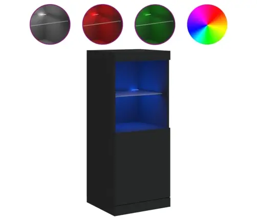 Kumode Ar Led Lampiņām, Melna, 41X37X100 Cm Vidaxl