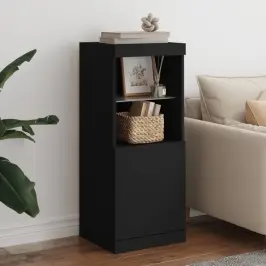 Kumode Ar Led Lampiņām, Melna, 41X37X100 Cm Vidaxl