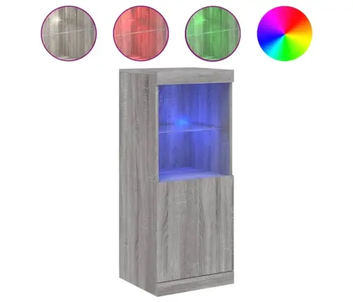 Kumode Ar Led Lampiņām, Pelēka Ozolkoka Krāsa, 41X37X100 Cm Vidaxl