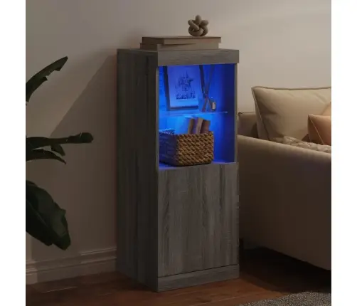 Kumode Ar Led Lampiņām, Pelēka Ozolkoka Krāsa, 41X37X100 Cm Vidaxl