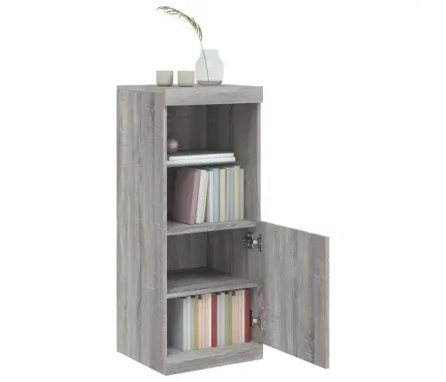 Kumode Ar Led Lampiņām, Pelēka Ozolkoka Krāsa, 41X37X100 Cm Vidaxl