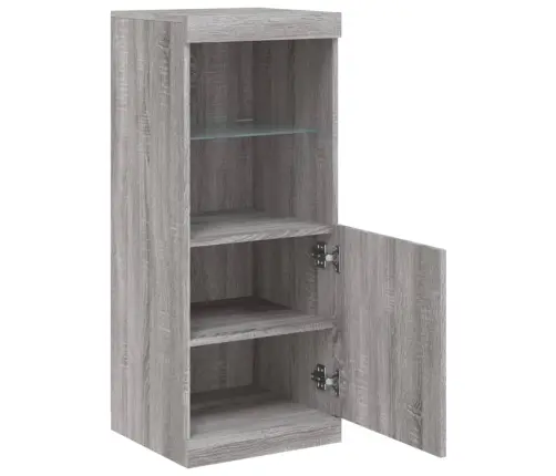 Kumode Ar Led Lampiņām, Pelēka Ozolkoka Krāsa, 41X37X100 Cm Vidaxl