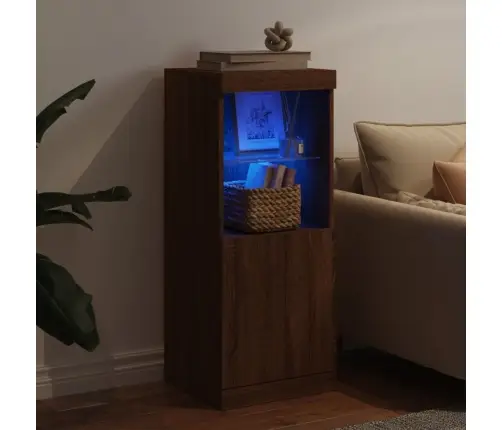 Kumode Ar Led Lampiņām, Brūna Koka Krāsa, 41X37X100 Cm Vidaxl