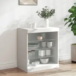 Kumode Ar Led Lampiņām, Balta, 60,5X37X67 Cm Vidaxl