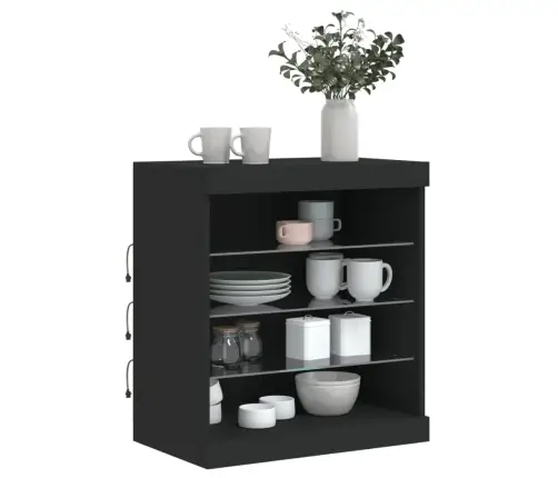 Kumode Ar Led Lampiņām, Melna, 60,5X37X67 Cm Vidaxl