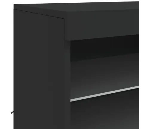 Kumode Ar Led Lampiņām, Melna, 60,5X37X67 Cm Vidaxl