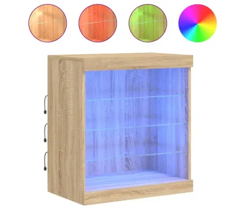 Kumode Ar Led Lampiņām, Ozolkoka Krāsa, 60,5X37X67 Cm Vidaxl