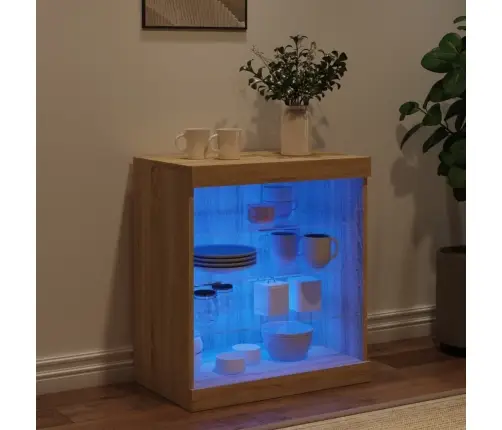 Kumode Ar Led Lampiņām, Ozolkoka Krāsa, 60,5X37X67 Cm Vidaxl