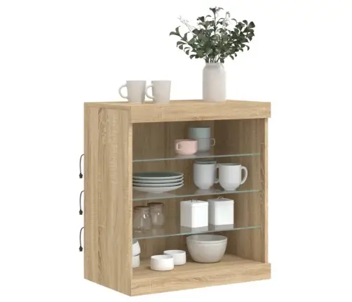 Kumode Ar Led Lampiņām, Ozolkoka Krāsa, 60,5X37X67 Cm Vidaxl