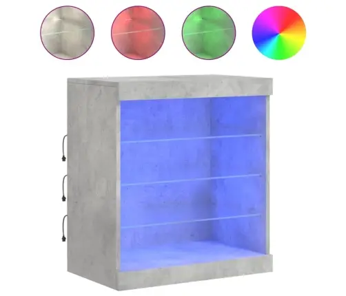 Kumode Ar Led Lampiņām, Betona Pelēka, 60,5X37X67 Cm Vidaxl