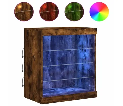 Kumode Ar Led Lampiņām, Ozolkoka Krāsa, 60,5X37X67 Cm Vidaxl