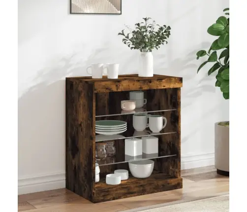 Kumode Ar Led Lampiņām, Ozolkoka Krāsa, 60,5X37X67 Cm Vidaxl