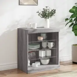 Kumode Ar Led Lampiņām, Pelēka Ozolkoka Krāsa, 60,5X37X67 Cm Vidaxl