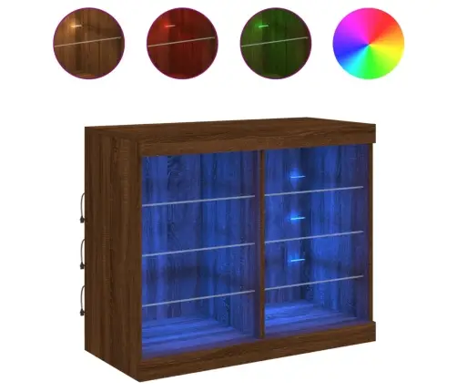 Kumode Ar Led Lampiņām, Brūna Koka Krāsa, 81X37X67 Cm Vidaxl