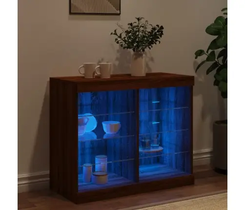 Kumode Ar Led Lampiņām, Brūna Koka Krāsa, 81X37X67 Cm Vidaxl