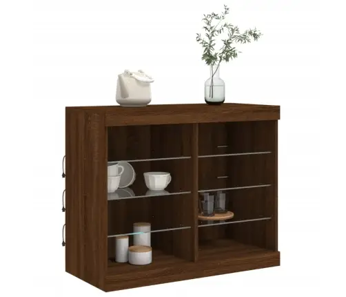 Kumode Ar Led Lampiņām, Brūna Koka Krāsa, 81X37X67 Cm Vidaxl