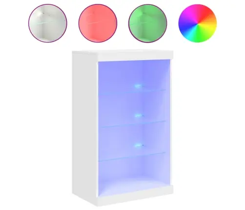 Kumode Ar Led Lampiņām, Balta, 60,5X37X100 Cm Vidaxl