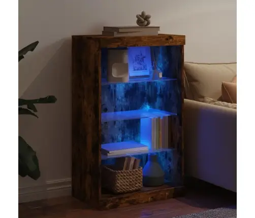 Kumode Ar Led Lampiņām, Ozolkoka Krāsa, 60,5X37X100 Cm Vidaxl