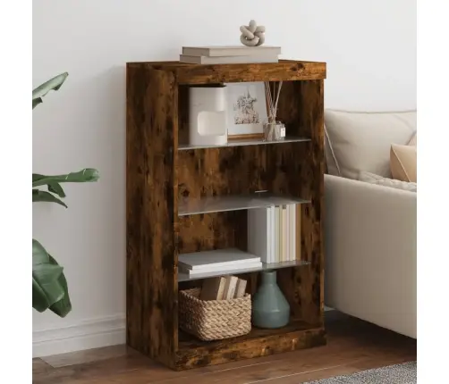 Kumode Ar Led Lampiņām, Ozolkoka Krāsa, 60,5X37X100 Cm Vidaxl