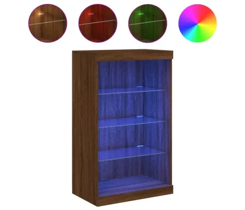 Šoninė Spintelė Su Led Lemputėmis, Ruda Ąžuolo, 60,5X37X100Cm