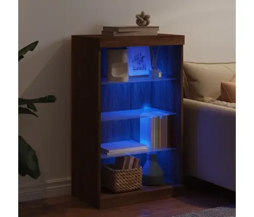 Šoninė Spintelė Su Led Lemputėmis, Ruda Ąžuolo, 60,5X37X100Cm