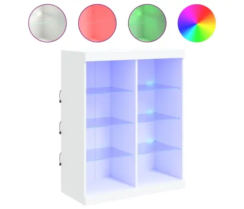 Kumode Ar Led Lampiņām, Balta, 81X37X100 Cm Vidaxl