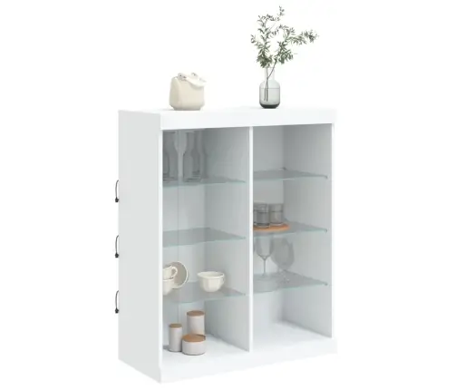 Kumode Ar Led Lampiņām, Balta, 81X37X100 Cm Vidaxl