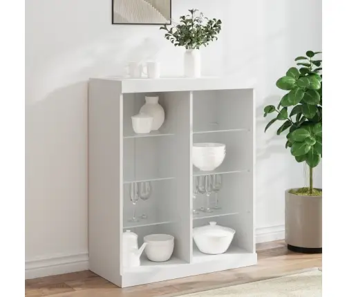 Kumode Ar Led Lampiņām, Balta, 81X37X100 Cm Vidaxl