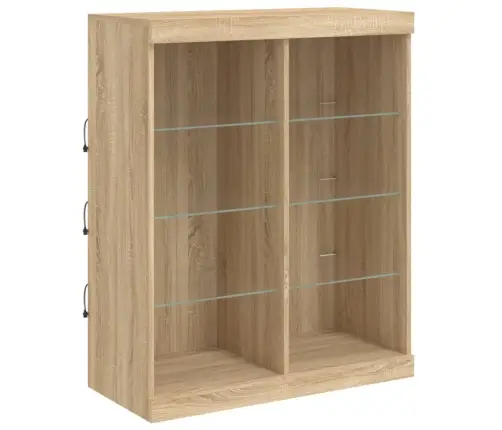 Kumode Ar Led Lampiņām, Ozolkoka Krāsa, 81X37X100 Cm Vidaxl