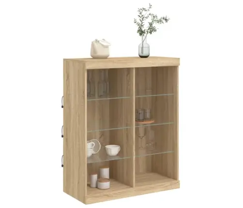 Kumode Ar Led Lampiņām, Ozolkoka Krāsa, 81X37X100 Cm Vidaxl