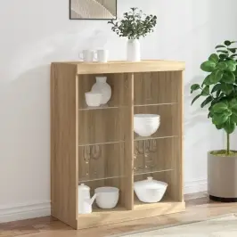 Kumode Ar Led Lampiņām, Ozolkoka Krāsa, 81X37X100 Cm Vidaxl